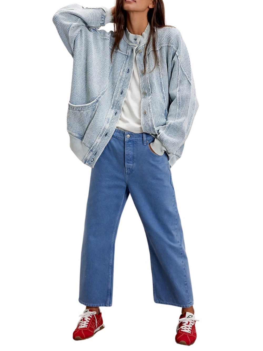 Free People - WE THE FREE DEEP TRANCE DROPPED BOYFRIEND JEANS IN OCEAN